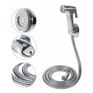 【Ready Stock】Chrome Bidet Shattaf Douche Spray Hygienic Toilet Shower Head Hose Set[Feel240103]