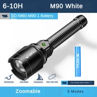 M90 Led ไฟฉายแรงสูง15000ลูเมนไฟฉายสว่างซูเปอร์3โหมดชาร์จไฟ USB ได้ซูมได้กลางแจ้งฉุกเฉินเดินป่าตกปลา