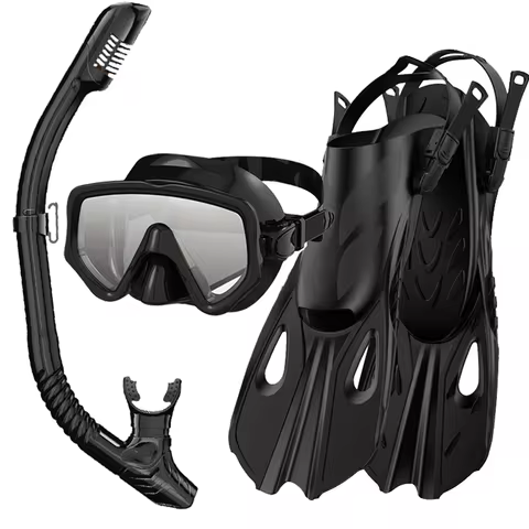XIAOTREE Mask Fin Snorkel Set Snorkel Gear for Adult Panoramic View Snorkel Mask Adjustable Dive Fli