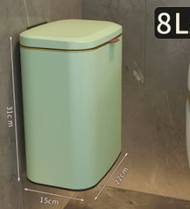 DDS - 不銹鋼壁掛式廚房洗手間帶蓋垃圾桶(荳蔻綠)(尺寸:8L-22*15*31CM)#N164_016_339
