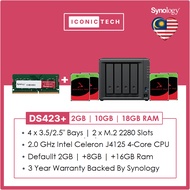 Synology DiskStation DS423+ 4-Bay NAS Enclosure Kits | Default 2GB Options ADD 8GB ~ 16GB RAM.