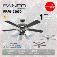 Fanco FFM2000 Ceiling Fan Light Kit 402-3L 402-4L FFM 2000 52 inch, 5 Wooden Blade, FFM 2000 52''