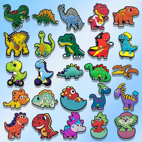 1/25pcs Dinosaur Shoe Charms Pterosaur Stegosaurus Triceratops Shoe Decorations Pins for Kid Boy Sho