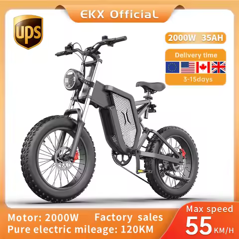 EKX X20 Electric Bike Mountain Moped Ebike 20 Inch Fat Tire 2000W 48V 35AH Men's Road EBike Electric