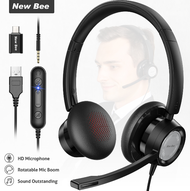 New Bee H362 USB Headset Business Headphone หูฟังระบบเสียงดิจิตอล เชื่อมต่อด้วย USB Type-C with Microphone Noise-Cancelling Plug and Play For Zoom Call Center Skype etc ดำ One