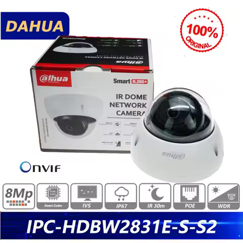 Dahua Original IPC-HDBW2831E-S-S2 8MP Lite IR 30M Fixed-focal Dome Network Camera 4k Starlight IVS O