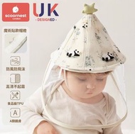 新生嬰兒防護帽｜0-1歲純棉 防疫口罩+可拆卸面罩 - 魔術貼款 熊貓款 S號
