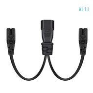 Will 32cm IEC320 C14 to IEC320 C7 + C7 Power Cord 1 in 2 Out Y-splitter Adapter Line