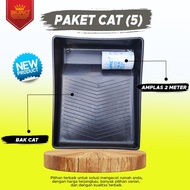 Paket Aksesoris Alat Cat Tembok Dinding Lengkap + Bak Cat + Kuas Roll 9 Inch Murah