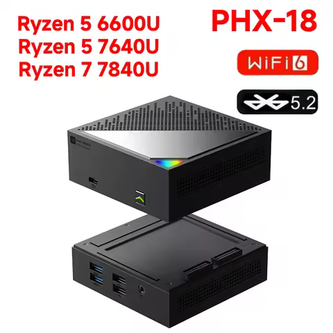 TOPC PHX-18 Mini PC AMD 6600U 7840U LPDDR5 16GB 6400MT/s M.2 NVMe SSD PCIe3.0/4.0 Win11 Pro WiFi6 BT