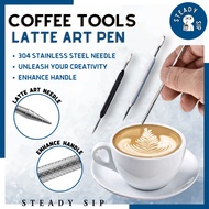 Steady Sip Barista Coffee Latte Art Pen Drawing Etching Needle Pen Cum Spatula Barista Tools Stainle