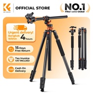 K&F CONCEPT T254A7+BH-28L Video Tripod + Hydraulic Head – Smooth Motion, Detachable into Monopod