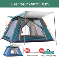 4-5 Person Khemah Camping Double Layers Waterproof Camping Tent Outdoor Camping Equipment Kemah Camp