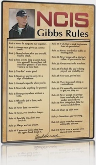 NCIS gibbs กฎ69กฎ leleroy jethro gibbs สัญญาณดีบุกโลหะแนวย้อนยุคลายเซ็นสำหรับบาร์, ร้านกาแฟ, ผนังบ้าน,