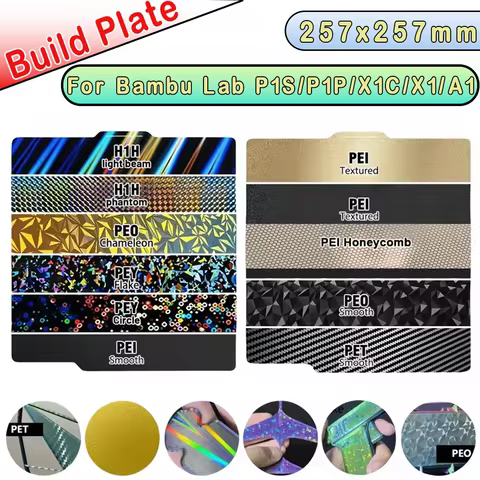 Plate For Bambulab Build Plate P1s Spring Steel Sheet Pei Sheet 257x257 Build Plate P1s Bamboo Lab B