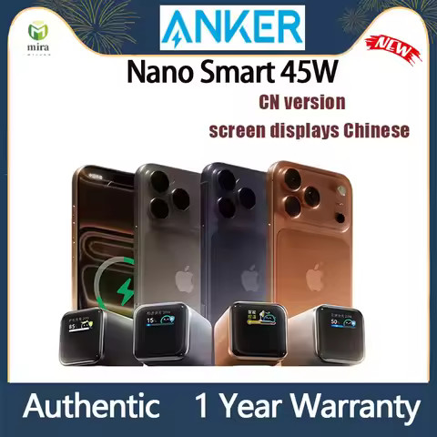 Anker Nano Smart 45W Type C Charger Fast Charging Compact and Foldable Plug USB C Charger,screen dis