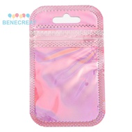 BENECREAT 100pcs Plastic Glitter Holographic Packaging Yin-yang Zip Lock Bags Top Self Seal Pouches 