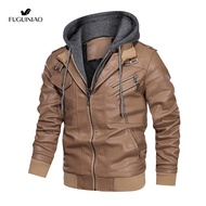 Fuguiniao แจ็คเก็ตหนังรถจักรยานยนต์ผู้ชาย BIKER Moto JACKET (M-3XL)