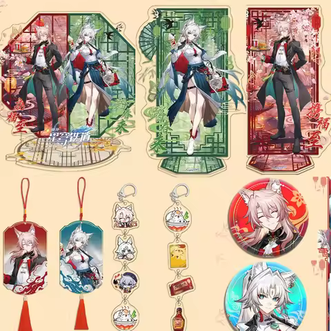 Linkage Figurine Honkai Star Rail Feixiao Jiaoqiu Cosplay Tinplate Badge Acrylic Stand Long Keychain
