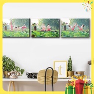 Set of 3 Yoga room decoration paintings - W052 Size M (medium) canvas painting with composite border