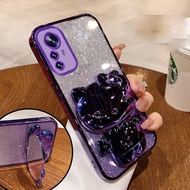 Casing xiaomi 12 lite 5g xiaomi 12t xiaomi 12 pro 5g Phone case with soft gold edge shiny and transparent shock absorption protection bumper mirror cat bracket sfktm01