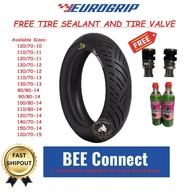 Eurogrip Bee Connect Tires 120/70-10 110/70-11 120/70-11 120/70-12 130/70-12 110/70-13 130/70-13 80/80-14 90/80-14 100/80-14 110/80-14 120/70-14 140/70-14 150/70-14 120/70-15 (With Free Pito and Sealant)