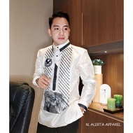 SALE EAGLE'S BARONG FOR MEN BLACK AND WHITE EMBROIDERED