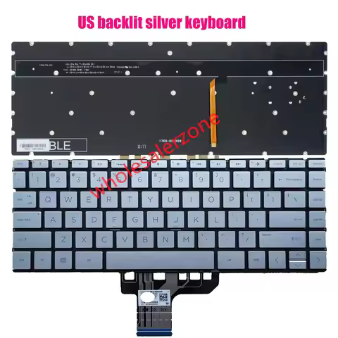 New silver backlit keyboard for HP Pavilion 13-AN Series 13-AN0010NR envy x360 13-AG** 13-AH** 13-AQ