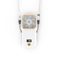 Kipas Portable 3000mAh Power Bank USB Mini Folding Fan Upgrade Version Digital Display Hanging Neck 