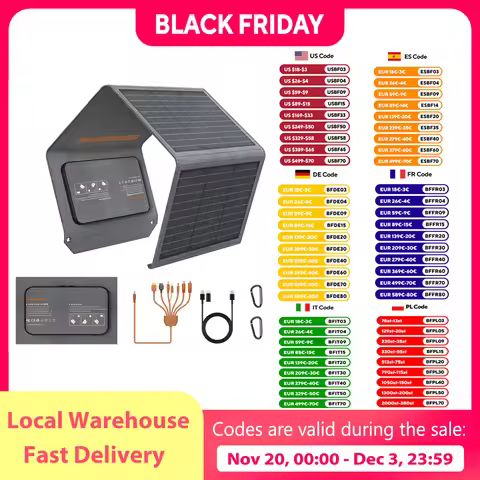 MHPOWOS 120W / 40W Portable Solar Panel, 19V ETFE Foldable Solar Charger for Power Station,QC3.0 USB