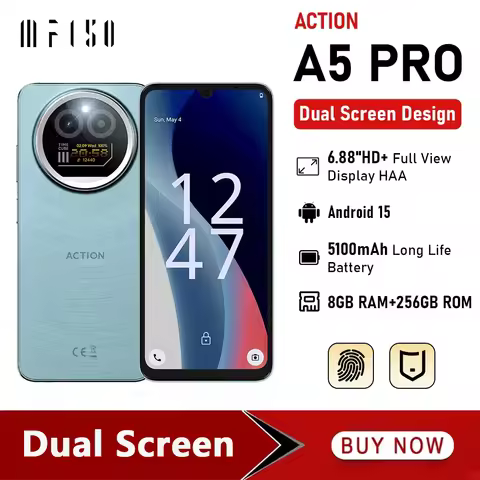 IIIF150 Action A5 Pro 4G Smartphone Android 15 6.88” HD+ HAA Full Angle Display 0.96” Dual Screen 8G