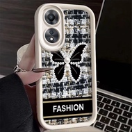 Casing Hp OPPO A78 Case Pola hati kupu-kupu yang modis silikon hitam dan putih Softcase Casing Cangk