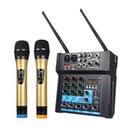 J.IY G4 powered audio mixer with 2 Handheld Wireless Microphones with 4 channels Audio Power Amplifier