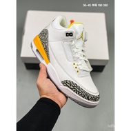 Ready Stock Fragment Design x Air Jordan 3 AJ3 Men Women Sports Basketball Shoes White Yellow KC4X