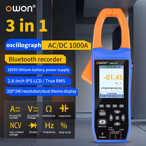 Owon CMS101 3 in 1 1000A AC/DC Clamp Meter+ Oscilloscope Bluetooth Recorder Function 18650 Lithium B