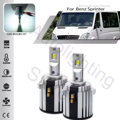 2PCS H7 Led Headlight Bulbs Super Bright High Low Beam 6500K For Benz Sprinter W906 2014-2018 BENZ V