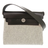 全新未使用愛馬仕 Airbag Zip 20 迷你 Toile Militaire Vache Hunter 單肩背包，米白色，黑色，銀色五金，K 印記（2025 年製造），1458 [二手] 愛馬仕