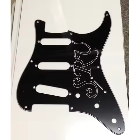 Pleroo Custom Guitar Parts For US FD 57' 8 screw engrave SRV Logo Start Guitar Pickguard , Black
