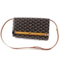 Unused GOYARD Monte Carlo PM PVC and calfskin shoulder bag/clutch bag with wood accents in black, Br