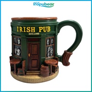 Green Glaze Beer Mug Traditional Irish Style Mug Irish Pub 3d Coffee Mug 330ml Resin Beer Tea Juice 