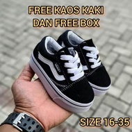 HITAM (Premium Quality) Vans Boys Girls Shoes Sneakers Casual Old Skool Vans Kids Shoes Black School Shoes Boys Girls