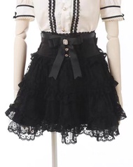 กระโปรงสั้นผ้าลูกไม้สไตล์ญี่ปุ่น Lizlisa ผลิตเป็นจำนวนมาก ผูกโบว์ผีเสื้อ กระโปรงสั้นสไตล์ญี่ปุ่น ฤดู