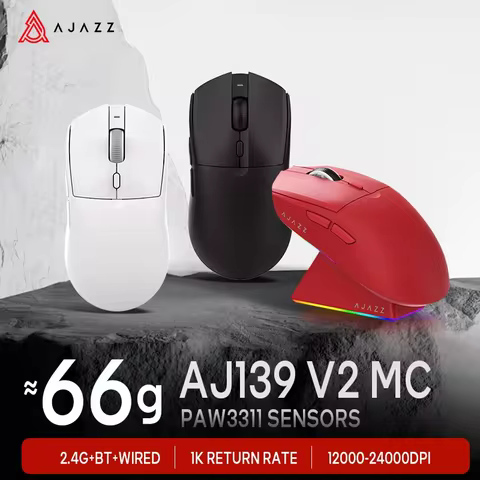 AJAZZ AJ139 V2 MC Three-mode Wired/Bluetooth/2.4G Wireless Gaming Mouse PAW3311 Sensor 500mAh Mouse 