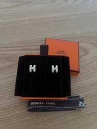 Hermes mini pop h Earrings 耳環 白金色