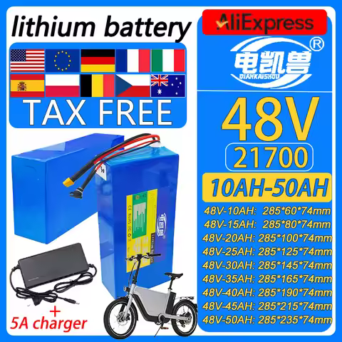 New 21700 48V 50AH 45AH 40AH 35AH 30AH 25AH 20AH 15AH 10AH lithium battery pack 2500W motorcycle tri