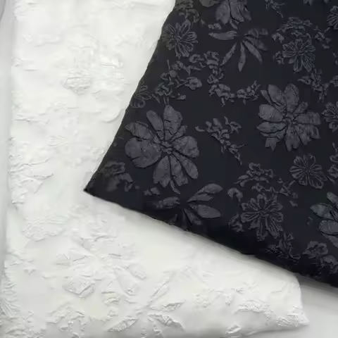 Embossed daisy fabric three-dimensional four sided elastic jacquard Hanfu dress handmade DIY fabric 