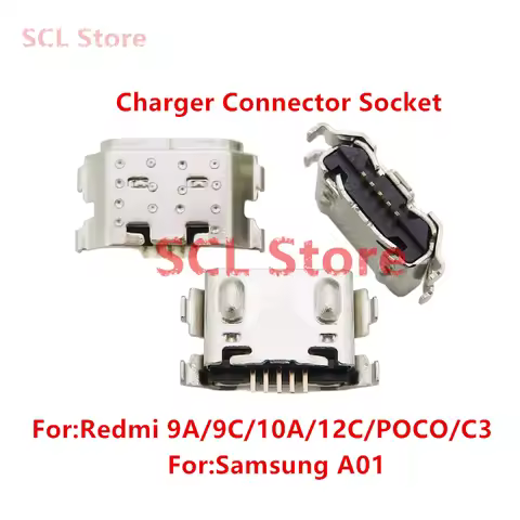 (10-100piece) For Xiaomi Redmi 9A 9C 10A 12C POCO C3 Samsung A01 USB Jack Charging Port Dock Plug Ch