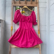 2hand pink dress, waist 56 to 66cm, length 75cm, code 306