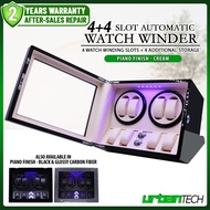 4-Slot Automatic Watch Winder with 4 Additional Watch Storage + LED Light & Smart Stop Cover