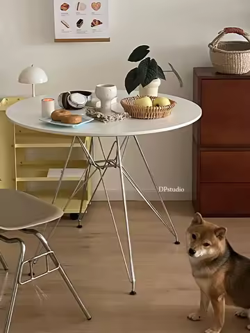 Simple design Modern Korean household small apartment dining table Eames stainless steel negotiation